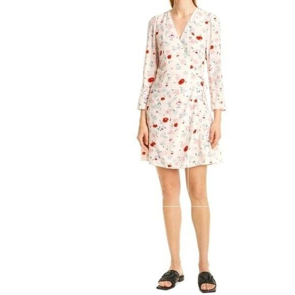 Samsøe Samsøe Britt Floral Wrap Dress in Pink Garden Size Medium Summer Workwear - Picture 5 of 5